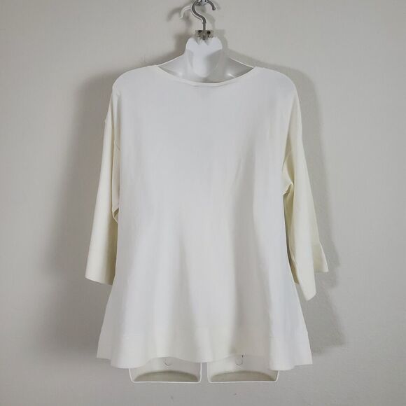 Tommy Hilfiger Women's Sweater Large Ivory Knit Flowy Lightweight Basic Minimal - Picture 7 of 9